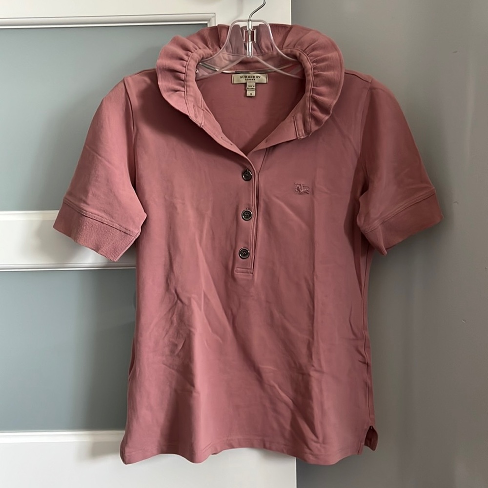 Crimped collar Burberry short sleeve polo